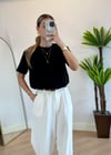 Wena Oversize Yarım Kol Siyah Basic T-shirt