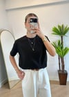 Wena Oversize Yarım Kol Siyah Basic T-shirt