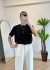 Wena Oversize Yarım Kol Siyah Basic T-shirt