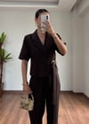 Yarım Kol Kahve Ceket Takım