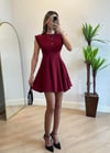 Zara Bordo Pileli Elbise