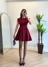Zara Bordo Pileli Elbise