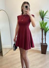 Zara Bordo Pileli Elbise