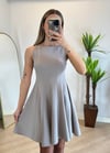 Zara Pileli Gri Elbise