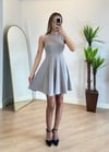 Zara Pileli Gri Elbise