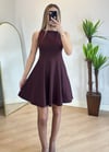 Zara Pileli Mürdüm Elbise