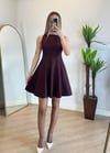 Zara Pileli Mürdüm Elbise