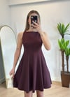 Zara Pileli Mürdüm Elbise