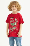 Bisiklet Yaka Kırmızı Renk Erkek Çocuk Tshirt