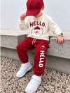 açık kırmızı hello baskılı