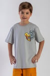Bisiklet Yaka Kısa Kol Canavar Baskılı Taş Rengi Erkek Çocuk Tshirt