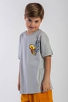 Bisiklet Yaka Kısa Kol Canavar Baskılı Taş Rengi Erkek Çocuk Tshirt
