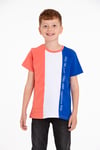 Bisiklet Yaka Kısa Kol Feel The Vıbe Baskılı Çift Renkli Saks Renk Erkek Çocuk Tshirt