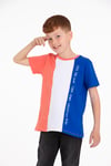 Bisiklet Yaka Kısa Kol Feel The Vıbe Baskılı Çift Renkli Saks Renk Erkek Çocuk Tshirt