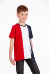 Bisiklet Yaka Kısa Kol Feel The Vıbe Baskılı Çift Renkli Lacivert Renk Erkek Çocuk Tshirt