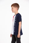 Bisiklet Yaka Kısa Kol Feel The Vıbe Baskılı Çift Renkli Lacivert Renk Erkek Çocuk Tshirt