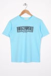 Bisiklet Yaka Kısa Kol Yazı Baskılı Acik Mavi Renk Erkek Çocuk Tshirt