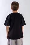 Bisiklet Yaka Kısa Kol Yazı Baskılı Siyah Renk Erkek Çocuk Tshirt