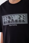 Bisiklet Yaka Kısa Kol Yazı Baskılı Siyah Renk Erkek Çocuk Tshirt
