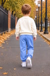 Erkek Çocuk Eşofman Takımı 2'li Mevsimlik Sweatshirtlü Ekru Bebe Mavisi Spor Takım
