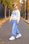 Erkek Çocuk Eşofman Takımı 2'li Mevsimlik Sweatshirtlü Ekru Bebe Mavisi Spor Takım