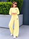 Kız Çocuk Eşofman Takımı Sarı Fiyonklu Sweatshirt ve Bol Paça Pantolon 2'li Takım