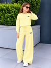 Kız Çocuk Eşofman Takımı Sarı Fiyonklu Sweatshirt ve Bol Paça Pantolon 2'li Takım