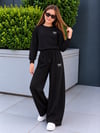 Kız Çocuk Eşofman Takımı Siyah Fiyonklu Sweatshirt ve Bol Paça Pantolon 2'li Takım