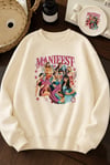 Kız Çocuk Manifest Baskılı Beyaz Yumuşak Dokulu Sweetshirt