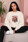 Kız Çocuk Manifest Baskılı Beyaz Yumuşak Dokulu Sweetshirt