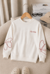 	Kız Çocuk Sweatshirt Uzun Kollu Gül Kurusu Rengi Nakışlı Kelebek Desenli Sweatshirt
