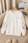 Kız Çocuk Sweatshirt Uzun Kollu Lila Renk Nakışlı Kelebek Desenli Sweatshirt
