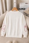 	Kız Çocuk Sweatshirt Uzun Kollu Gül Kurusu Rengi Nakışlı Kelebek Desenli Sweatshirt