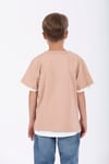  Patlı Düğmeli Basıc Beyaz Bej Renk Erkek Çocuk Tshirt