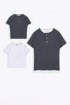  Patlı Düğmeli Basıc Ekru Füme Renk Erkek Çocuk Tshirt