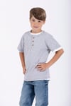  Patlı Düğmeli Basıc Ekru Gri Renk Erkek Çocuk Tshirt