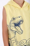 Trex Baskılı Kapüşonlu Sıfır Kol Sarı Renk Erkek Çocuk Tshirt