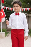 Parla Kids Erkek Çocuk Milano Beyaz Gömlek Kırmızı Pantolon Papyonlu Alt Üst Takım 23 Nisan Gösteri Kıyafeti, ERKEK ÇOCUK – Parla Kids resmi ürün görseli