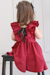 Parla Kids Kız Çocuk Bordo Cherry Fiyonklu Fırfırlı Elbise Toka Takım, İNDİRİM – Parla Kids resmi ürün görseli