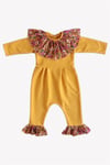 Parla Kids Kız Bebek Lotus Hardal Çiçekli Uzun Kollu Çıtçıtlı Yakalı Tulum, Salopetler – Parla Kids resmi ürün görseli