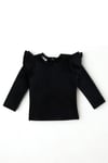 Parla Kids Kız Bebek Siyah Omuz Fırfırlı Bisiklet Yaka Body Sweatshirt, İNDİRİM – Parla Kids resmi ürün görseli