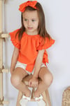 Parla Kids Kız Bebek Sunny Turuncu Madonna Yaka Şortlu Bandana Alt Üst Takım TKM-0132.11, İNDİRİM – Parla Kids resmi ürün görseli