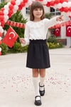Parla Kids Kız Çocuk Bella Ekru Dantelli Bluz ve Siyah Kalem Etek Takım, Takımlar – Parla Kids resmi ürün görseli
