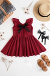 Parla Kids Kız Çocuk Bordo Cherry Fiyonklu Fırfırlı Elbise Toka Takım, Elbise – Parla Kids resmi ürün görseli