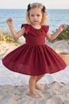 Parla Kids Kız Çocuk Bordo Cherry Fiyonklu Fırfırlı Elbise Toka Takım, Elbise – Parla Kids resmi ürün görseli