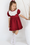 Parla Kids Kız Çocuk Bordo Ruby Fırfırlı Dantel Detaylı Kısa Kollu Elbise Bandana Takım, Elbise – Parla Kids resmi ürün görseli