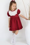Parla Kids Kız Çocuk Bordo Ruby Fırfırlı Dantel Detaylı Kısa Kollu Elbise Bandana Takım ELB-0070.6, Elbise – Parla Kids resmi ürün görseli