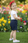 Parla Kids Kız Çocuk Çizgili Jean Şort Bandana Takım, İNDİRİM – Parla Kids resmi ürün görseli