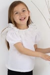 Parla Kids Kız Çocuk Ekru Bisiklet Yaka Dantelli Kısa Kol 23 Nisan Abiye Bluz Gömlek, Üst Giyim – Parla Kids resmi ürün görseli