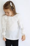 Parla Kids Kız Çocuk Ekru Dantel Detaylı Uzun Kollu Çıtçıtlı Bluz Gömlek Body, Body/Bluz – Parla Kids resmi ürün görseli